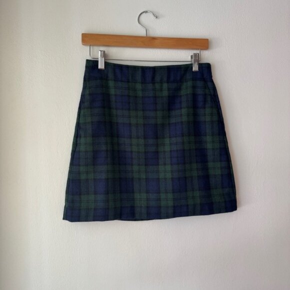 LOFT Green and Blue Plaid Mini A-Line Skirt NWT Size 2 - Picture 1 of 11